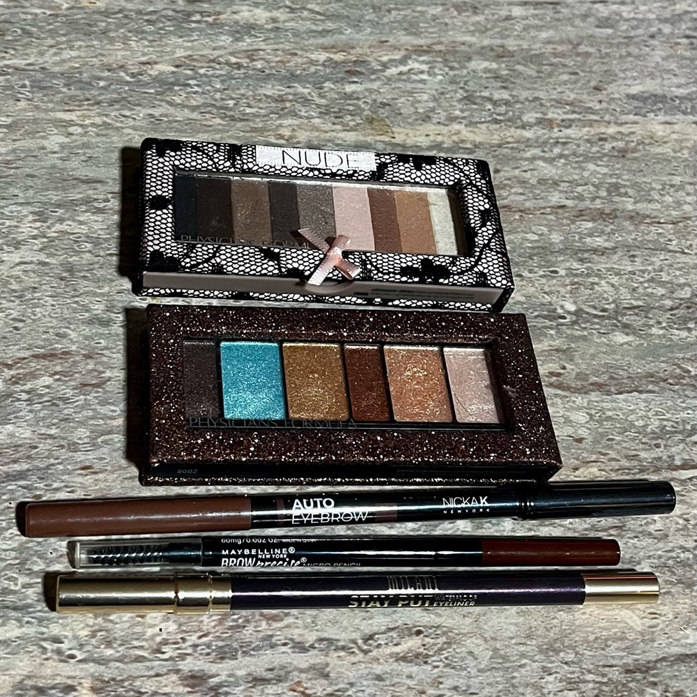 2-Physicians Formula Eyeshadow Palette Maybelline, Milani, & Nicka K Eyeliners